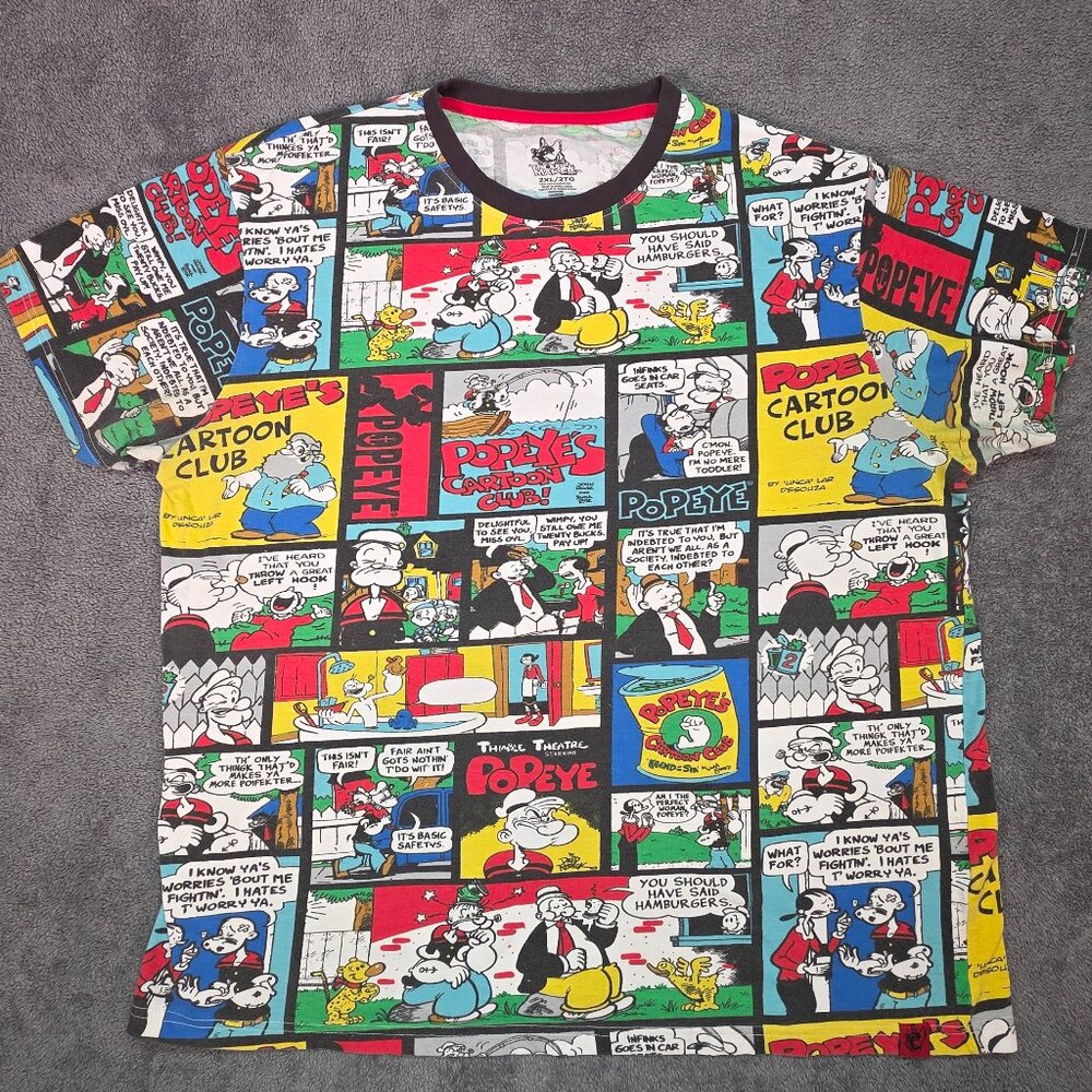 Popeye All Over Comic Print T Shirt Mens 2XL Graphic Tee